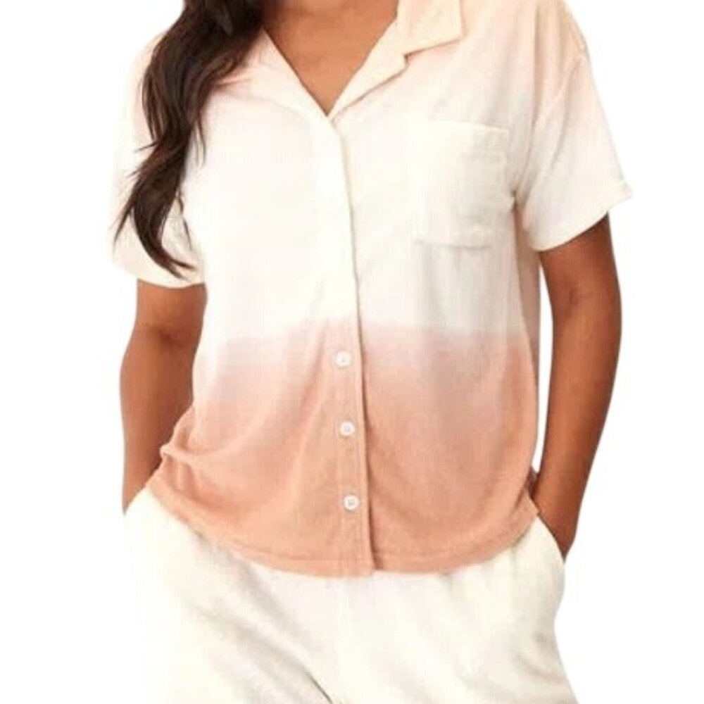 Threads 4 Thought Mikaela Camp Shirt Size Medium Gradient Terry Button Up Comfy